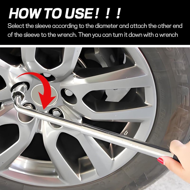 Hbxdeco Telescoping Lug Wrench, Extendable 4 Way Lug Wheel Wrench, Wheel Nut Remover Set with 17/19mm and 21/23mm Sockets, Universal Tire Repair Tool Kit for Cars Trucks SUVs - Image 5